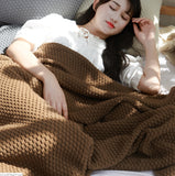 YarnAura Fringed Knitting Wool Blanket