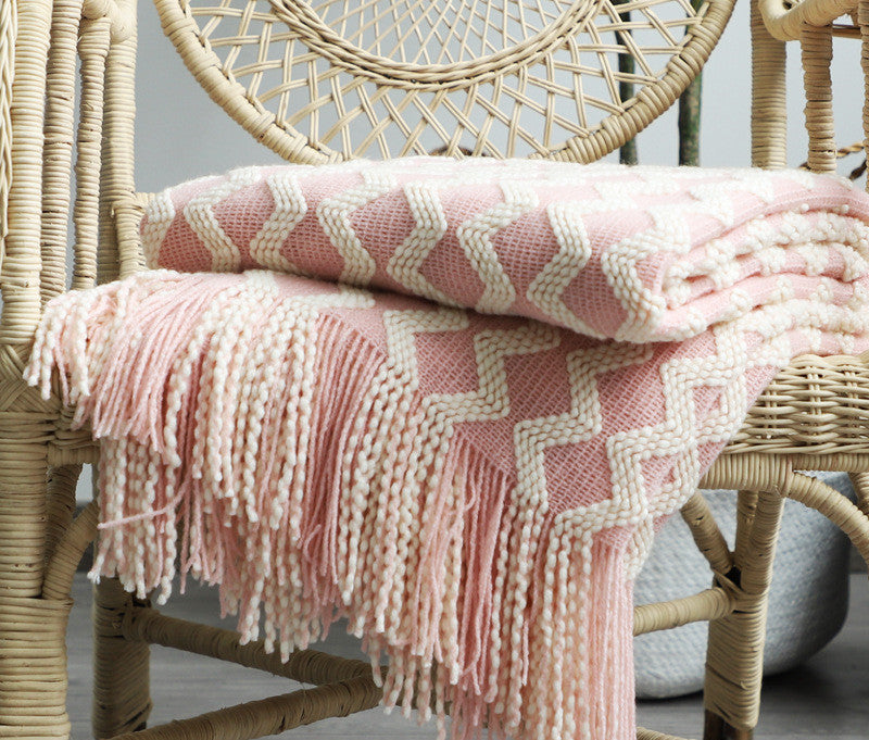 PlushAura Nordic Knitted Blanket