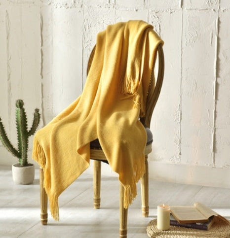 HearthHug Fringed Knitted Small Blanket