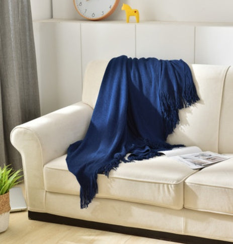 HearthHug Fringed Knitted Small Blanket