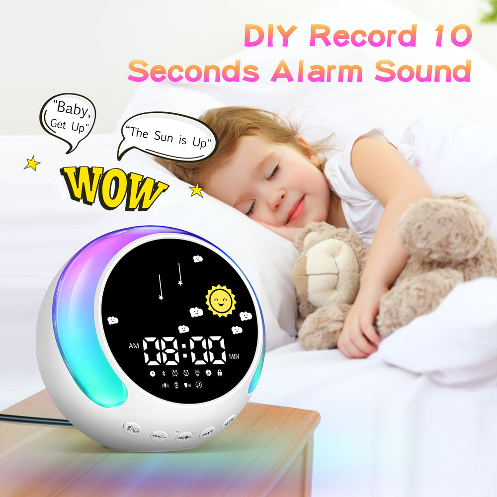 Sparkox Kids’ Alarm Clock with Bluetooth Touch RGB & White Noise for Sleep & Relaxation