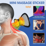 Mini massage sticker product with illustrations of its effects on muscles and fatigue.