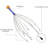 Diagram of a massage tool with labeled parts on a white background