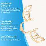 Gold dilator with text on a blue and white background