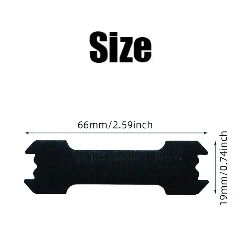 Black metal bracket with measurements on a white background