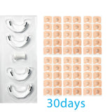 Packaging of adhesive patches with a tray on a white background