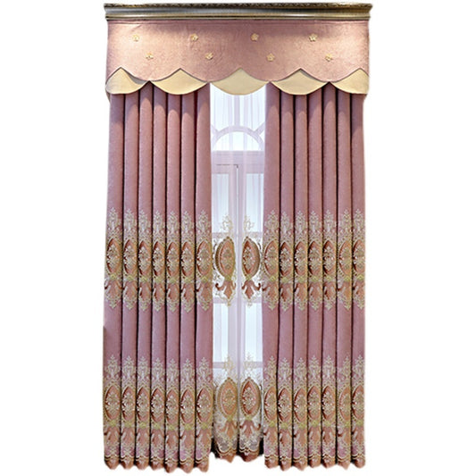 Vea Atmospheric Floor Curtain Full Blackout European Style Blended Fabric for Living Room & Bedroom