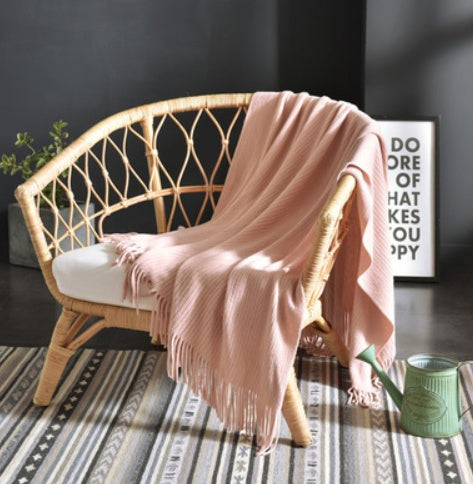 HearthHug Fringed Knitted Small Blanket