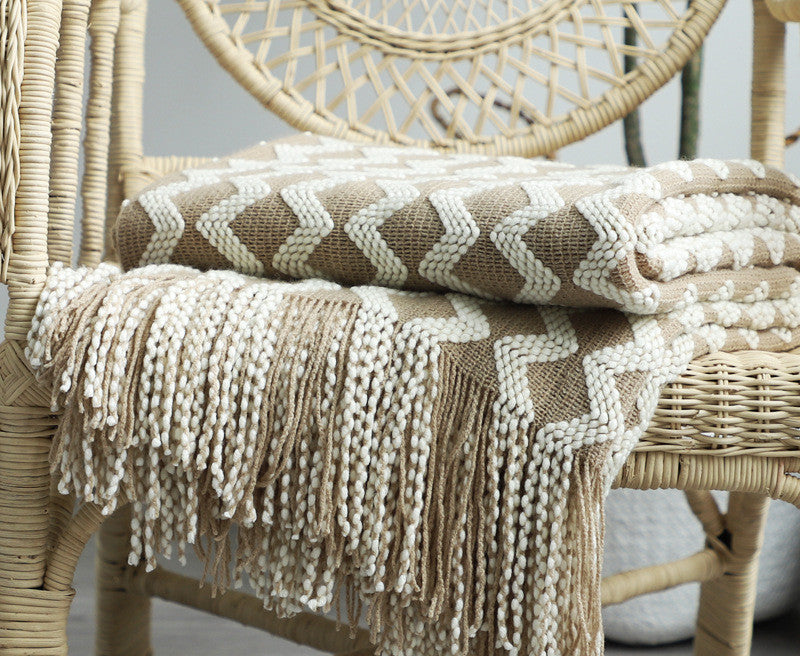PlushAura Nordic Knitted Blanket