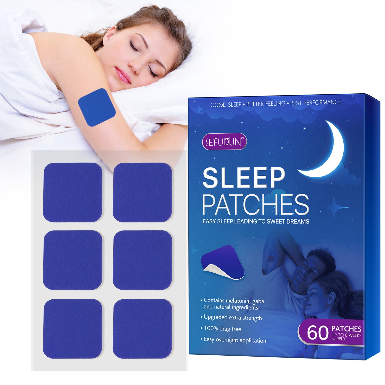 Sefudun Insomnia Sleep Patch 60pcs Lavender Sleep Stickers for Falling Asleep Easily & Relaxation