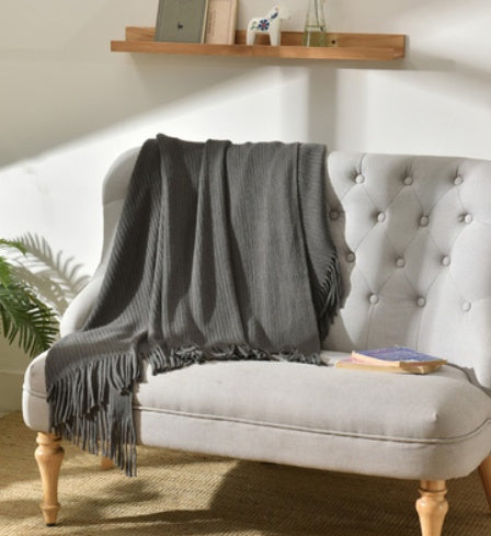 HearthHug Fringed Knitted Small Blanket