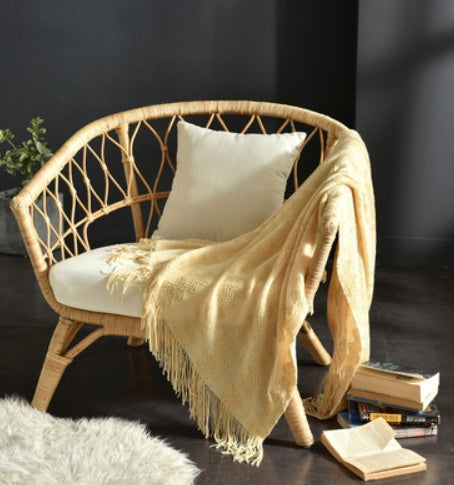HearthHug Fringed Knitted Small Blanket