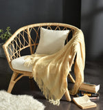 HearthHug Fringed Knitted Small Blanket