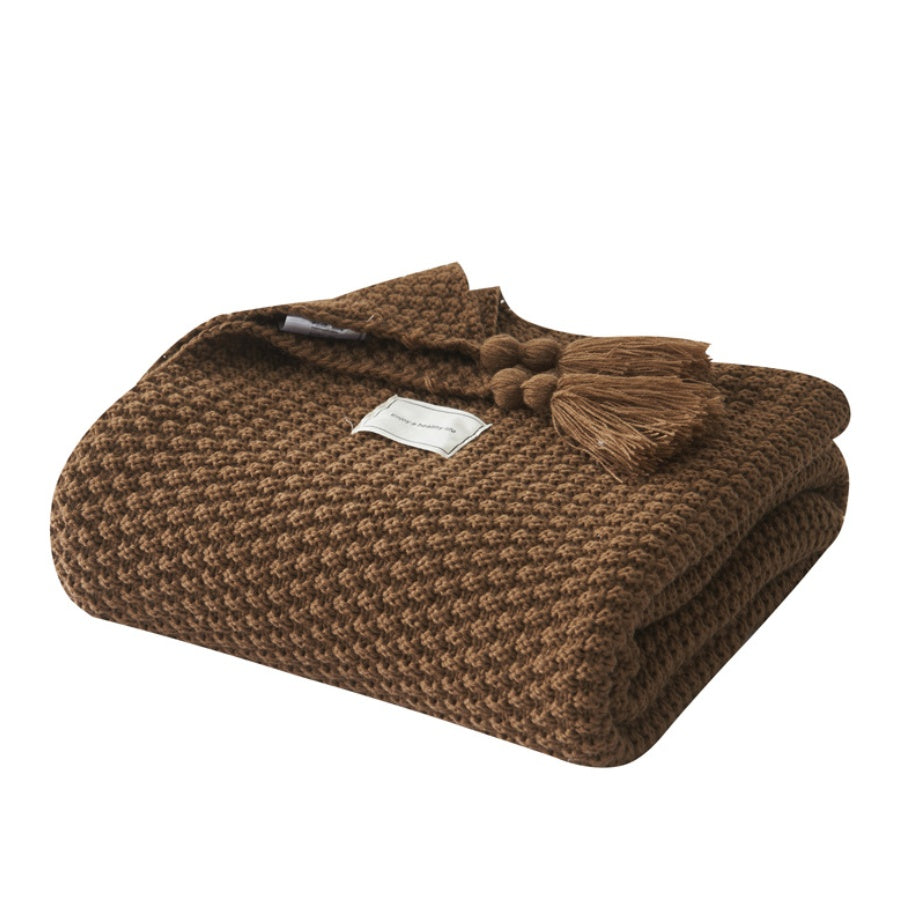 YarnAura Fringed Knitting Wool Blanket