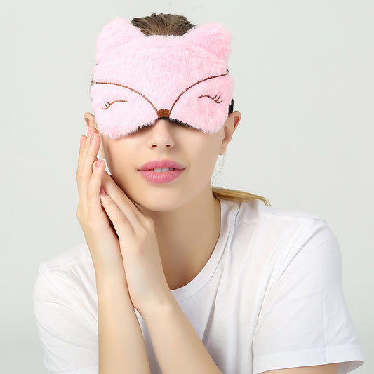 Fluffzx Sleep Eye Mask Cartoon Cute Plush Blackout Comfort for Travel & Home