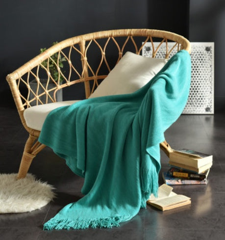 HearthHug Fringed Knitted Small Blanket