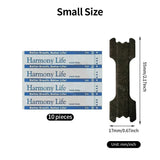Harmony Life nasal strip packaging with dimensions on a white background