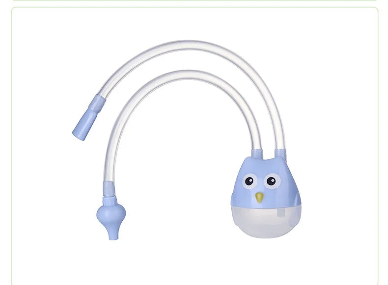 Children's blue bird-shaped吸鼻器 on a white background