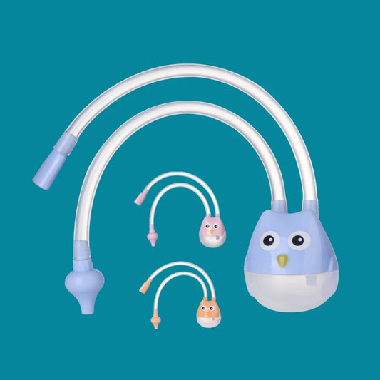 Children's straw with owl design on a teal background