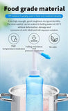Nose washer with food grade material text and features on a blue background