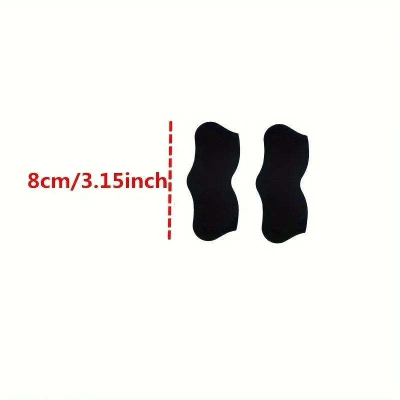 Black insole with measurement text on a white background