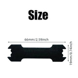 Black metal bracket with measurements on a white background
