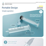 Portable nasal irrigation system with syringe and silicone nose washer on a blue background