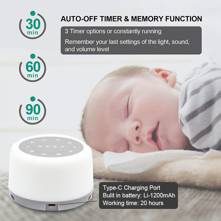 Vocazx White Noise Sleep Aid with Night Light Portable for Sleep & Relaxation